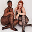 Black Netted Tights with Orchid Leaf Design