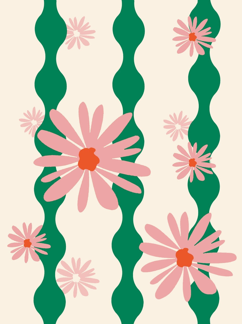 Wavy Daisy Printed Tights – Unique Hand-Designed Printed Tights