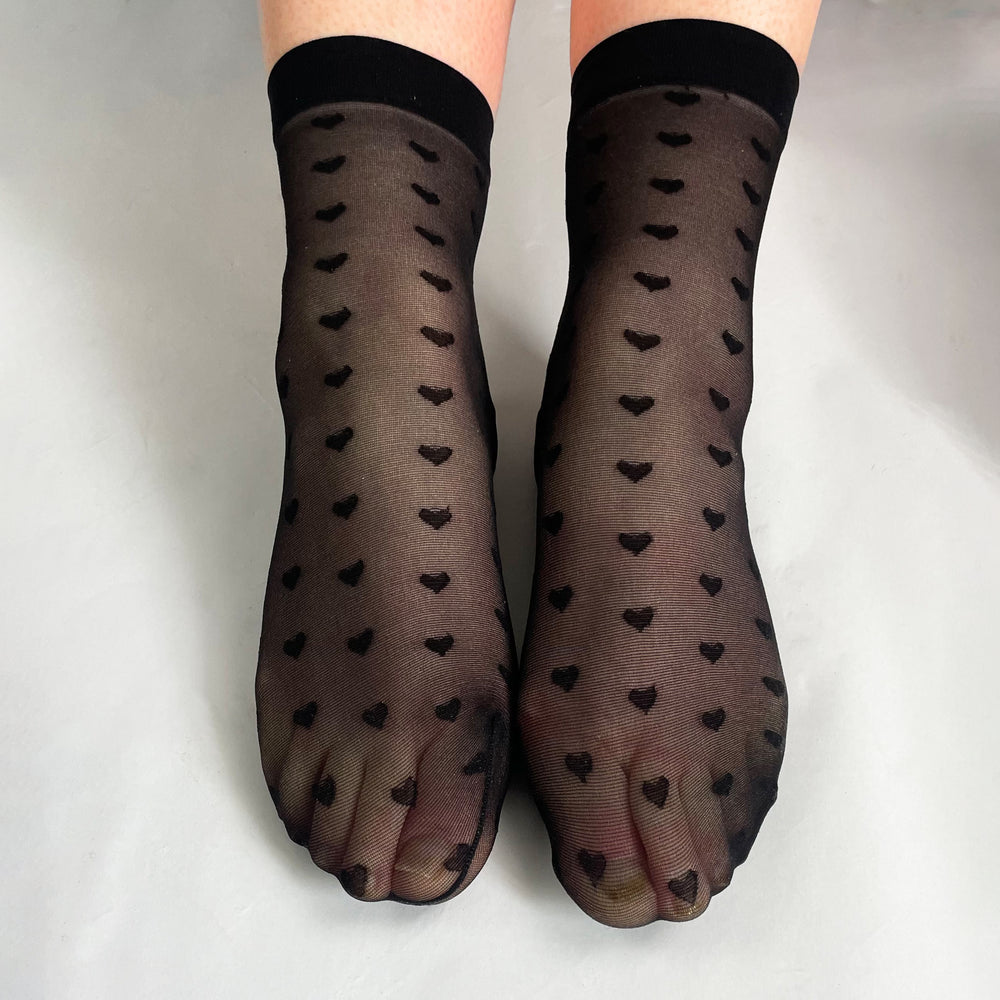 
                  
                    Black Sheer Heart Ankle Socks
                  
                