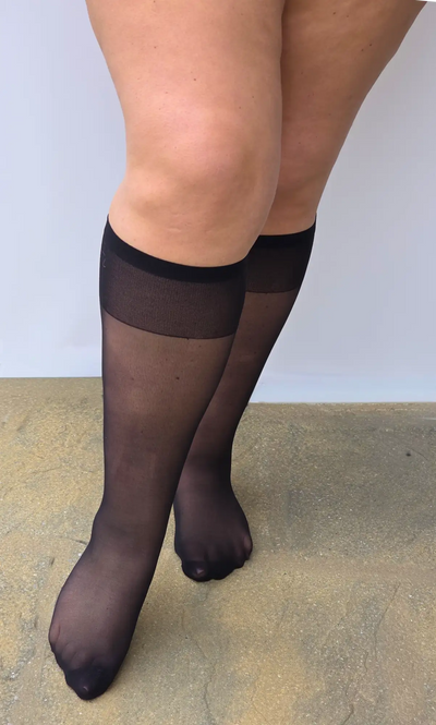 Extra Wide Knee High Socks - Black - Socks