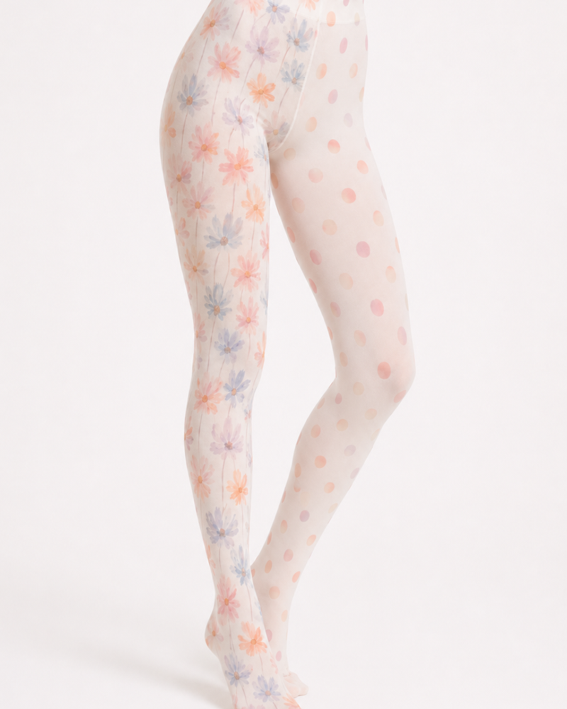 Flowers & Dots Printed Tights