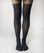 mock over-the-knee tights: sheer upper panel with black opaque thigh-high illusion and clean lines for modern styling