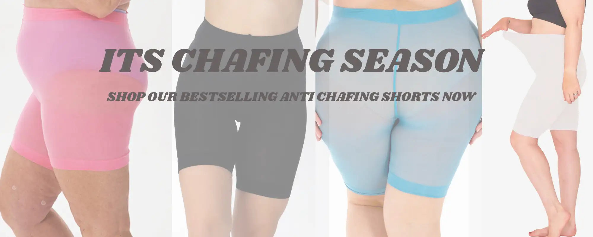 Pink, gray, and light blue anti-chafing shorts for women
