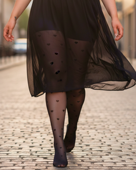 Sheer Heart Tights Black