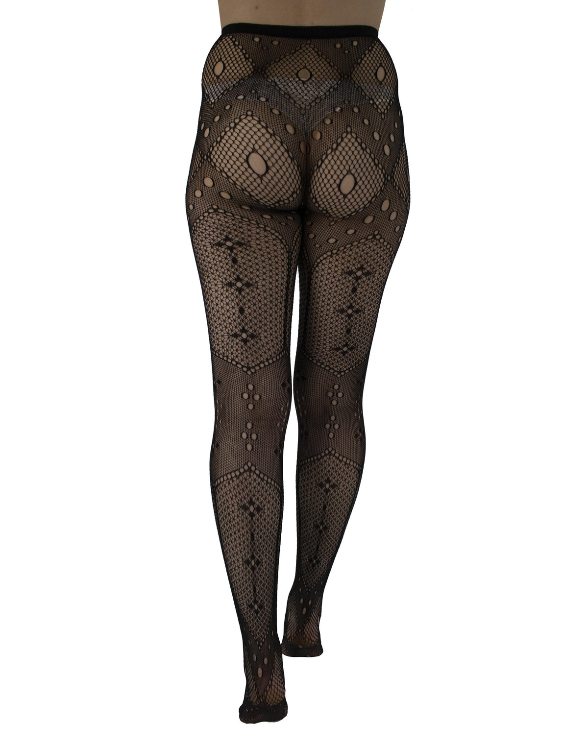 Spot Pattern Net Tights with Geometric Black Lace – Better Tights