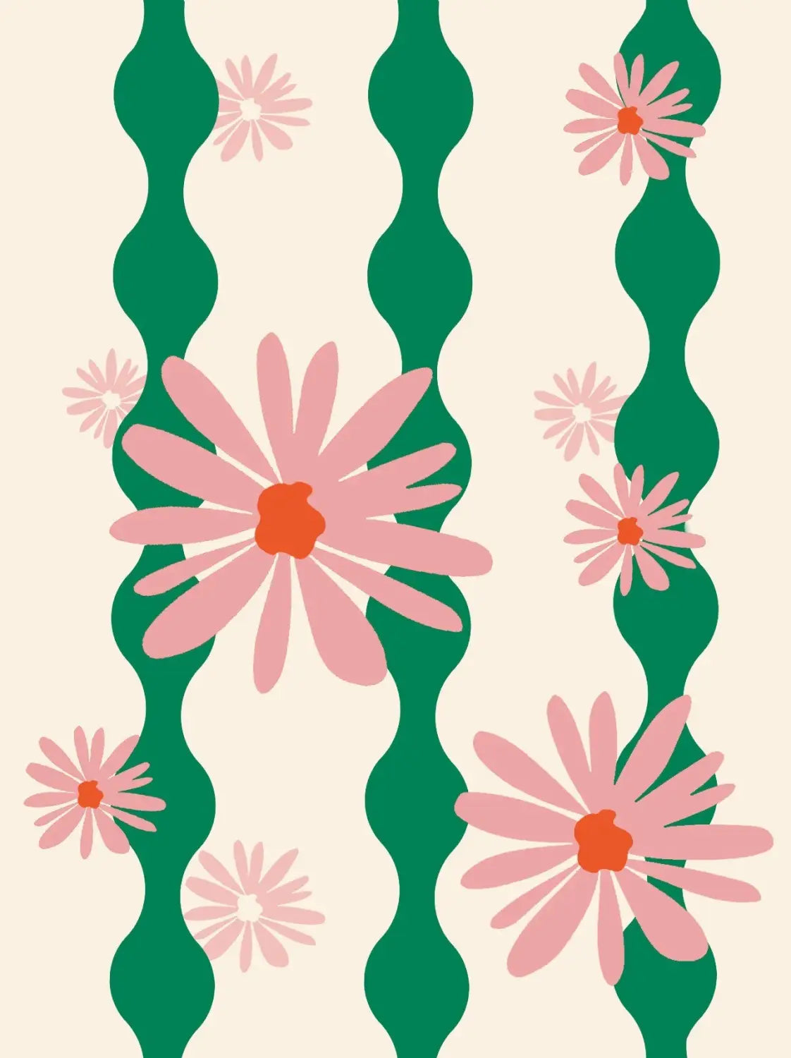 Wavy Daisy Printed Tights – Unique Hand-Designed Printed Tights