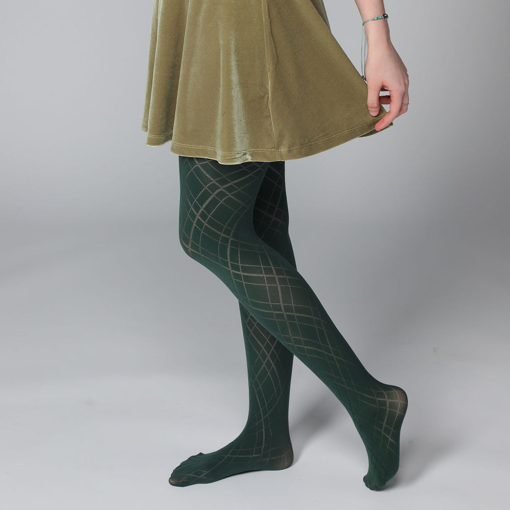 Diamond pattern tights in green from better tights