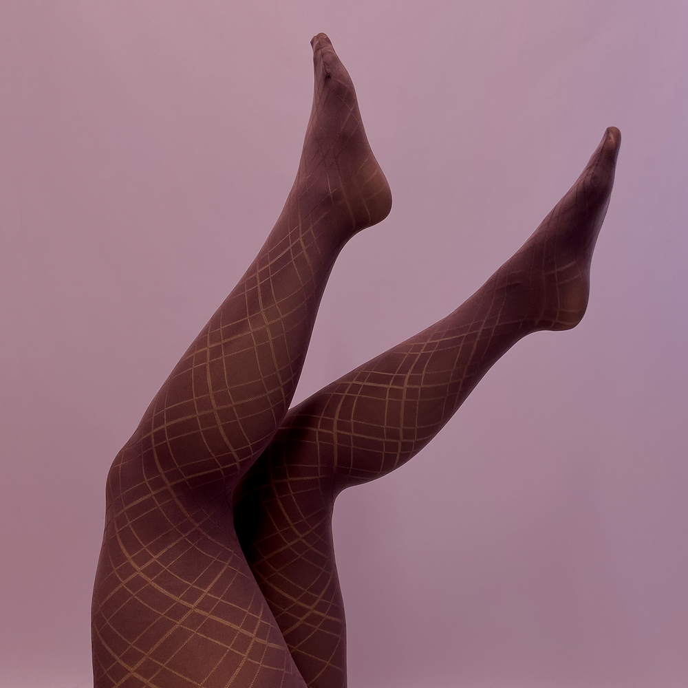 Women's Brown Tights, Patterned Tights