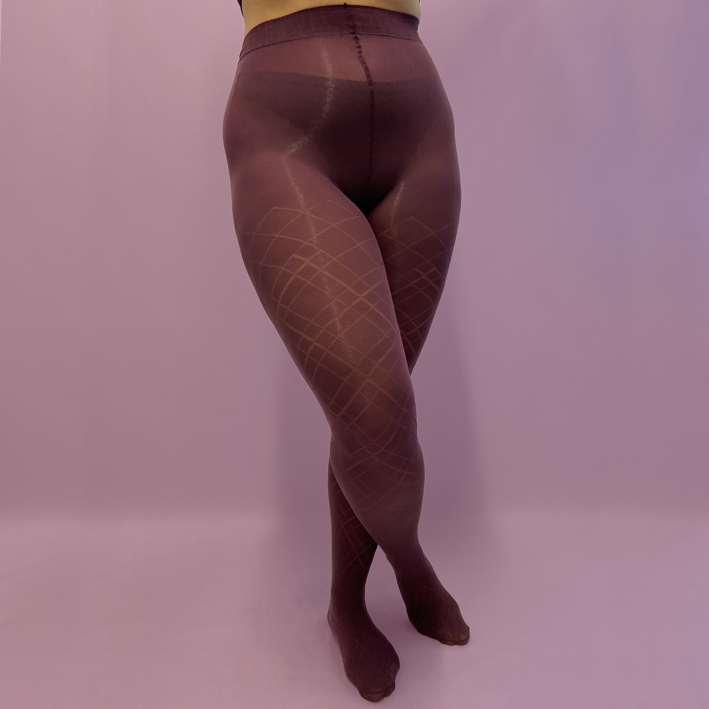 
                  
                    Plum Tights with Lattice Pattern
                  
                