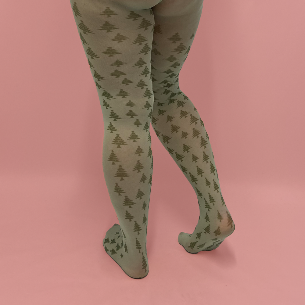 
                  
                    Green tights with Christmas tree
                  
                