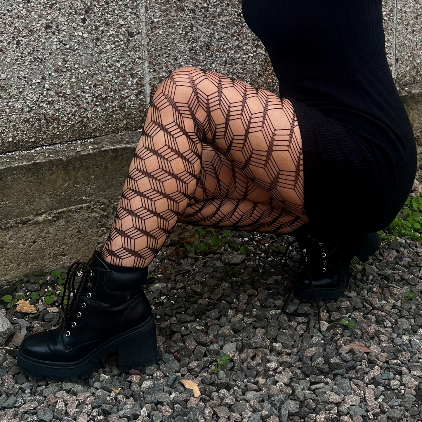 
                  
                    Netted Diamond Tights in Black
                  
                