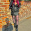 Black Netted Tights with Orchid Leaf Design 