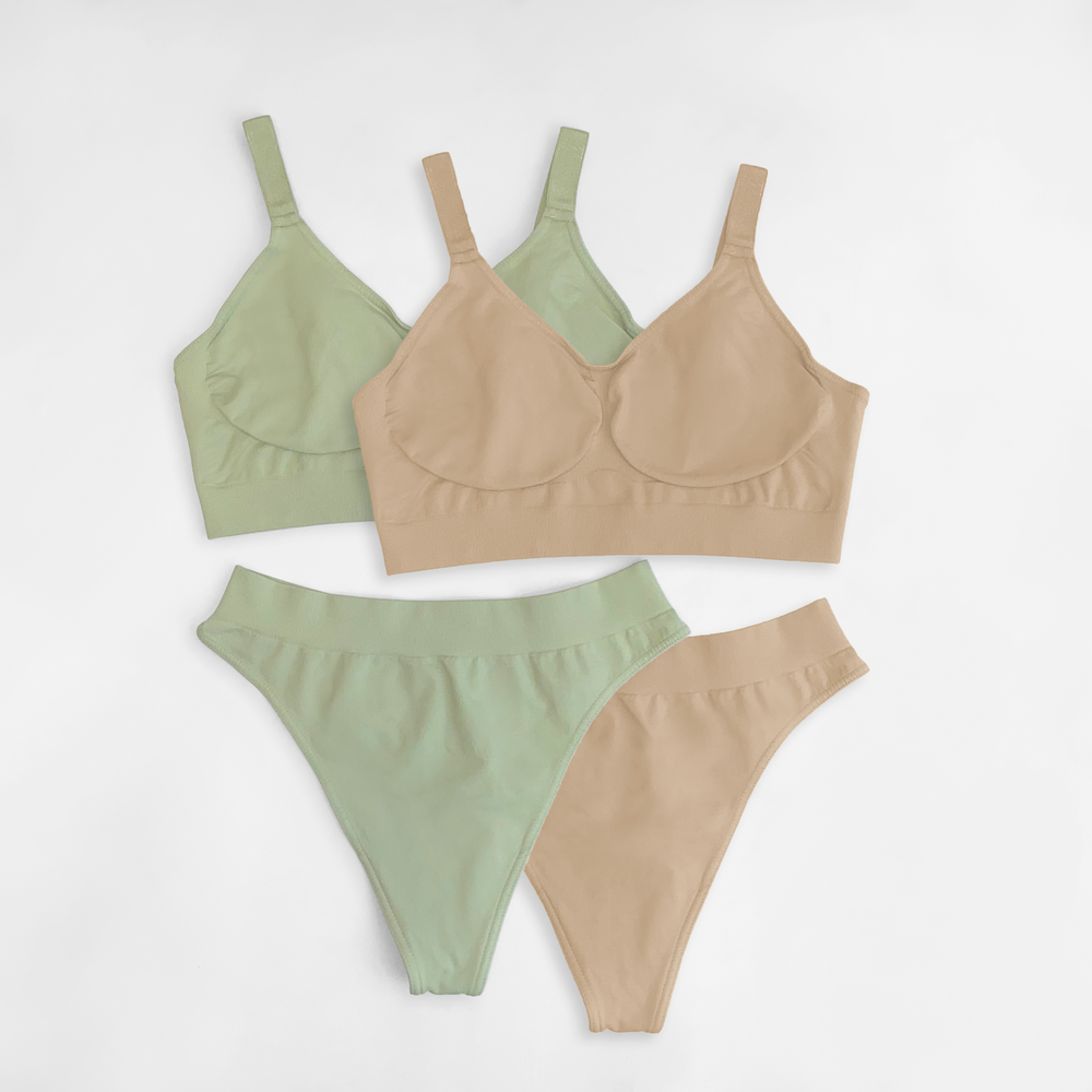 
                  
                    Soft sage and sand seamless underwear set
                  
                